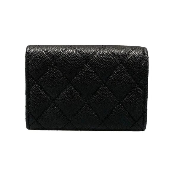 Auth CHANEL Matelasse AP4173 Black Grained Calfskin Trifold Wallet Gold hardware - Picture 2 of 11